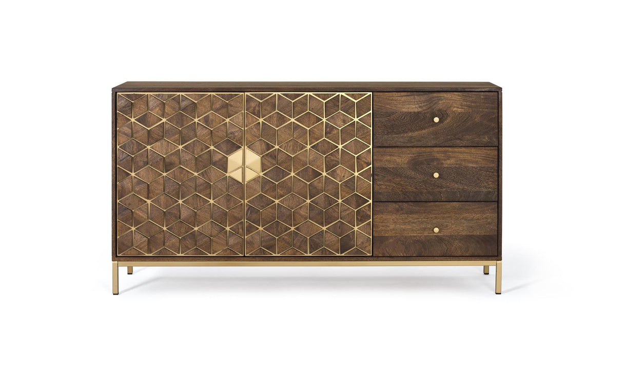 Giner and Colomer - Mango Wood & Metal Sideboard With 3 Drawers & 2 Doors