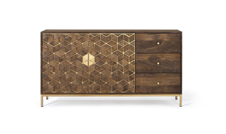 Giner and Colomer - Mango Wood & Metal Sideboard With 3 Drawers & 2 Doors