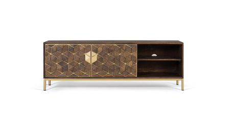 Giner and Colomer - Mango Wood & Metal TV Cabinet With 2 Doors & 2 Holes