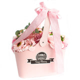 Basket Soap Flower Bouquet - Pink