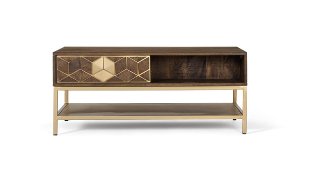 Giner and Colomer - Mango Wood & Metal Coffee Table With 2 Drawers & 2 Holes