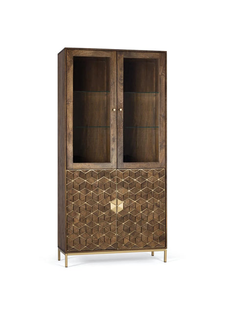 Giner and Colomer - Mango Wood & Metal Showcase With 2 Glass Doors & 2 Wooden Doors