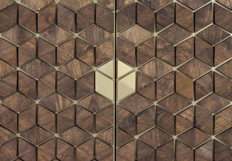 Giner and Colomer - Mango Wood & Metal Showcase With 2 Glass Doors & 2 Wooden Doors