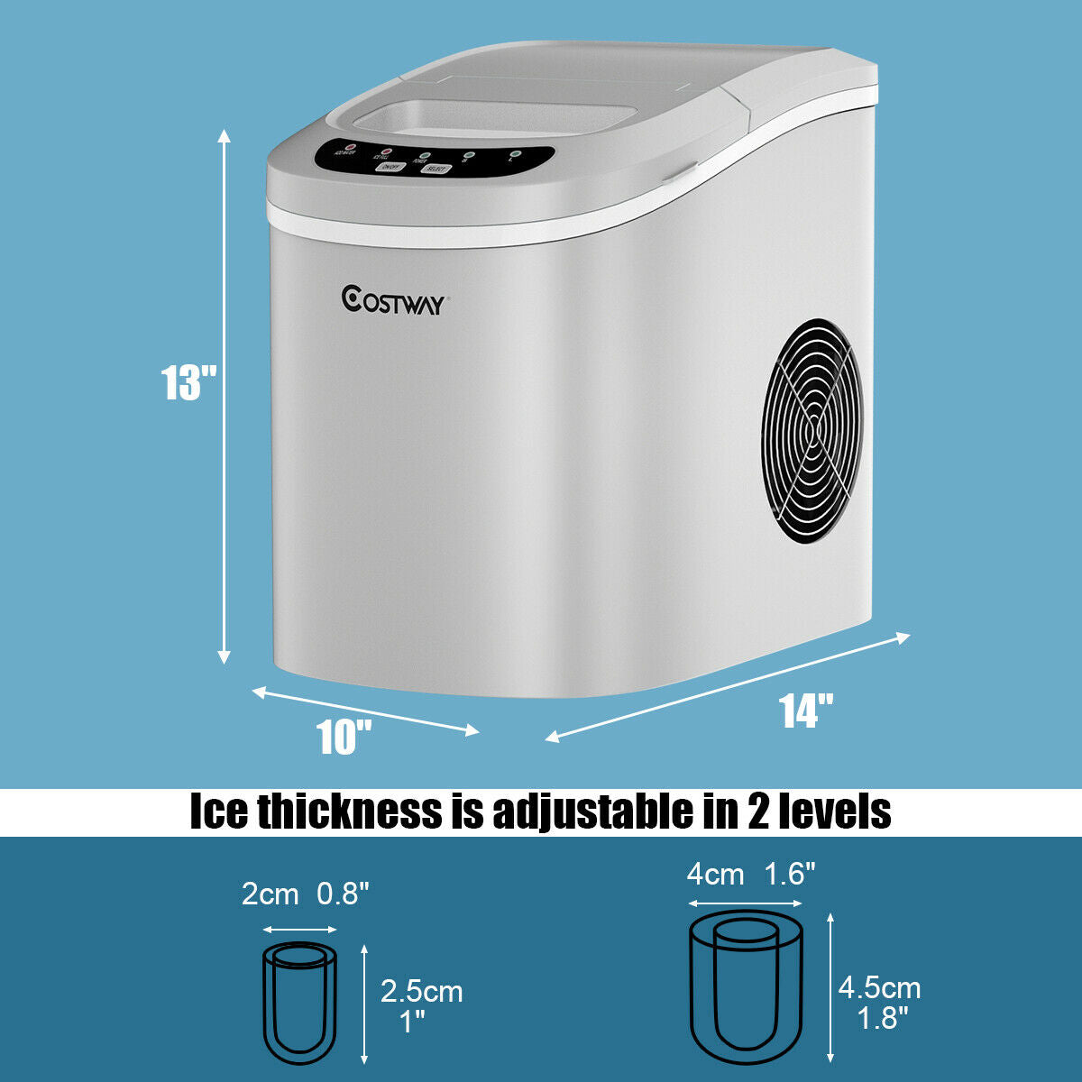 2.2ltr Automatic Electric Ice Cube Maker-Silver