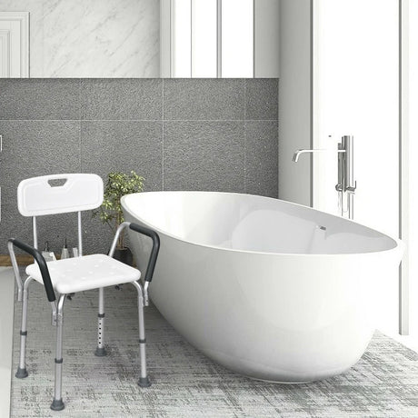 6 Adjustable Height Safety Bathtub Shower Chair with 330lbs Large Weight Capacity