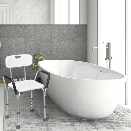 6 Adjustable Height Safety Bathtub Shower Chair with 330lbs Large Weight Capacity