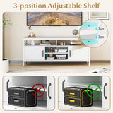147 cm Industrial TV Stand with Adjustable Shelf for TVs up to 65 Inch-White