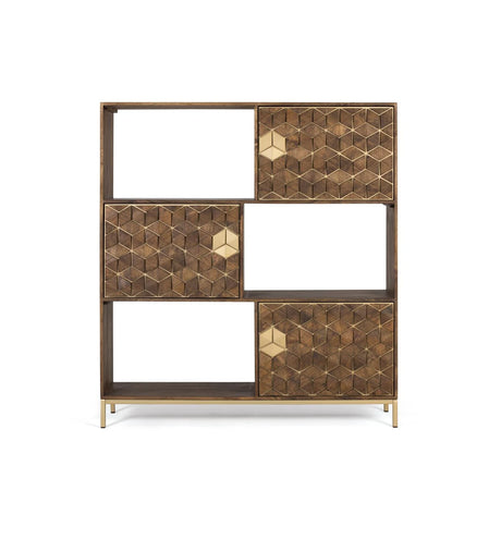 Giner and Colomer - 3-Door Mango Wood & Metal Bookcase
