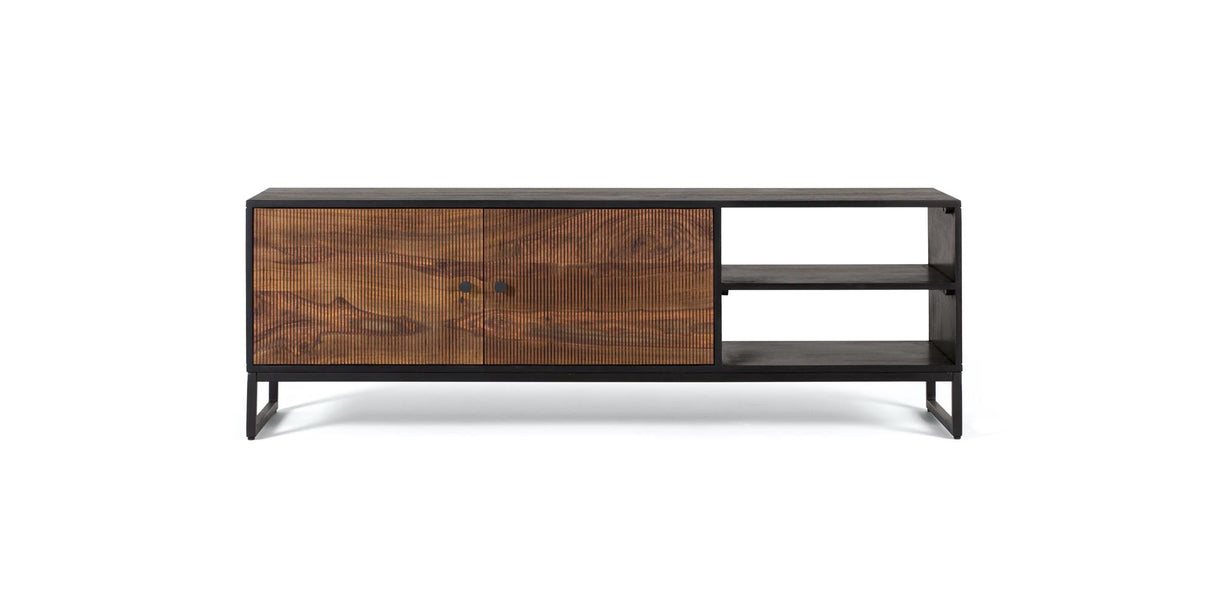 Giner and Colomer - Rosewood & Mango Wood TV Cabinet With 2 Doors & 2 Holes