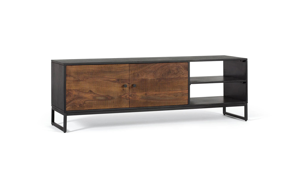 Giner and Colomer - Rosewood & Mango Wood TV Cabinet With 2 Doors & 2 Holes