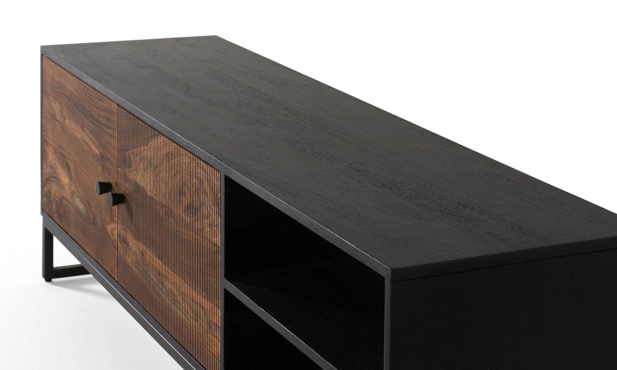 Giner and Colomer - Rosewood & Mango Wood TV Cabinet With 2 Doors & 2 Holes
