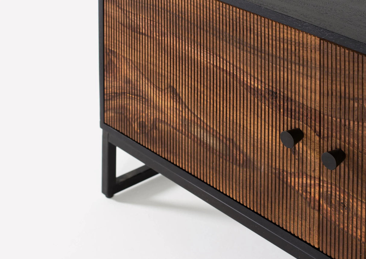 Giner and Colomer - Rosewood & Mango Wood TV Cabinet With 2 Doors & 2 Holes