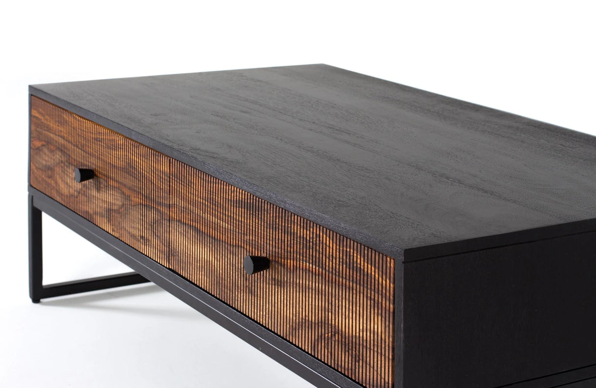 Giner and Colomer - 2-Drawer Rosewood & Mango Wood Coffee Table With Metal Base