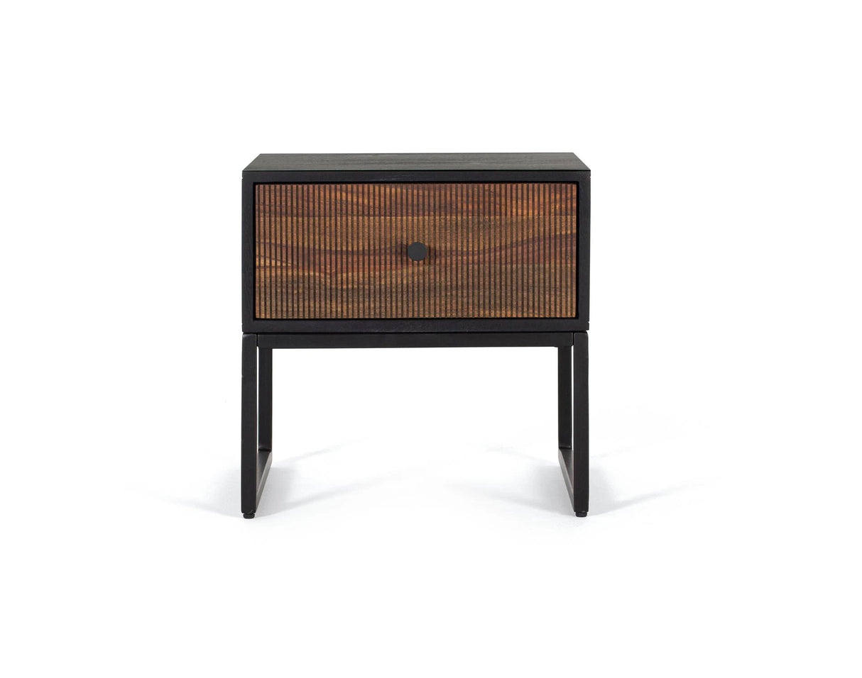 Giner and Colomer - 1-Drawer Table In Rosewood & Mango Wood, Metal Base