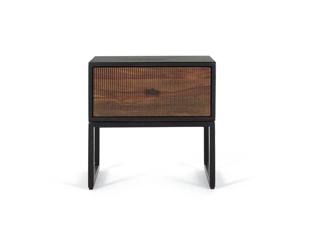 Giner and Colomer - 1-Drawer Table In Rosewood & Mango Wood, Metal Base