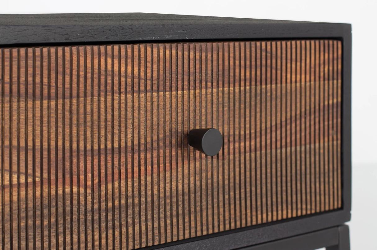 Giner and Colomer - 1-Drawer Table In Rosewood & Mango Wood, Metal Base