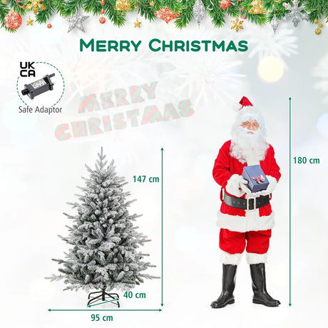 147/186 Flocked Christmas Tree with 8 Lighting Modes-S