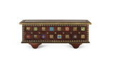 Giner and Colomer - Solid Mango Wood Chest With Bronze Details & Multi-Colored Ceramic Tiles