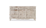 Giner and Colomer - Crackled White Mango Wood Sideboard With 3 Hand-Carved Doors