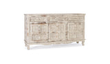 Giner and Colomer - Crackled White Mango Wood Sideboard With 3 Hand-Carved Doors