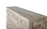 Giner and Colomer - Crackled White Mango Wood Sideboard With 3 Hand-Carved Doors