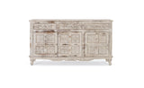 Giner and Colomer - Crackled White Mango Wood Sideboard With 3 Hand-Carved Doors