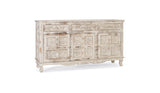 Giner and Colomer - Crackled White Mango Wood Sideboard With 3 Hand-Carved Doors