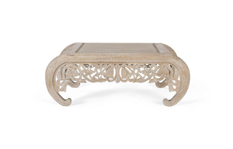 Giner and Colomer - Whitewashed Hand-Carved Mango Wood Coffee Table