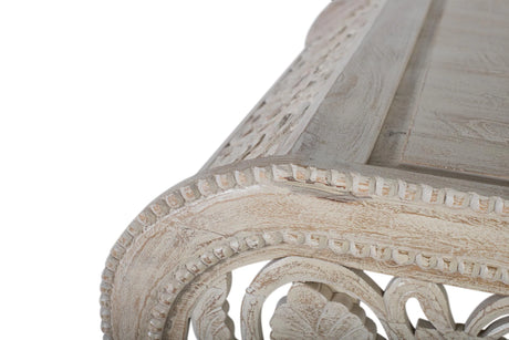 Giner and Colomer - Whitewashed Hand-Carved Mango Wood Coffee Table