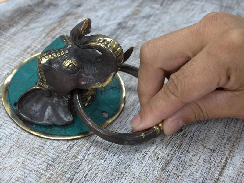 Brass Door Knocker - Elephants Head