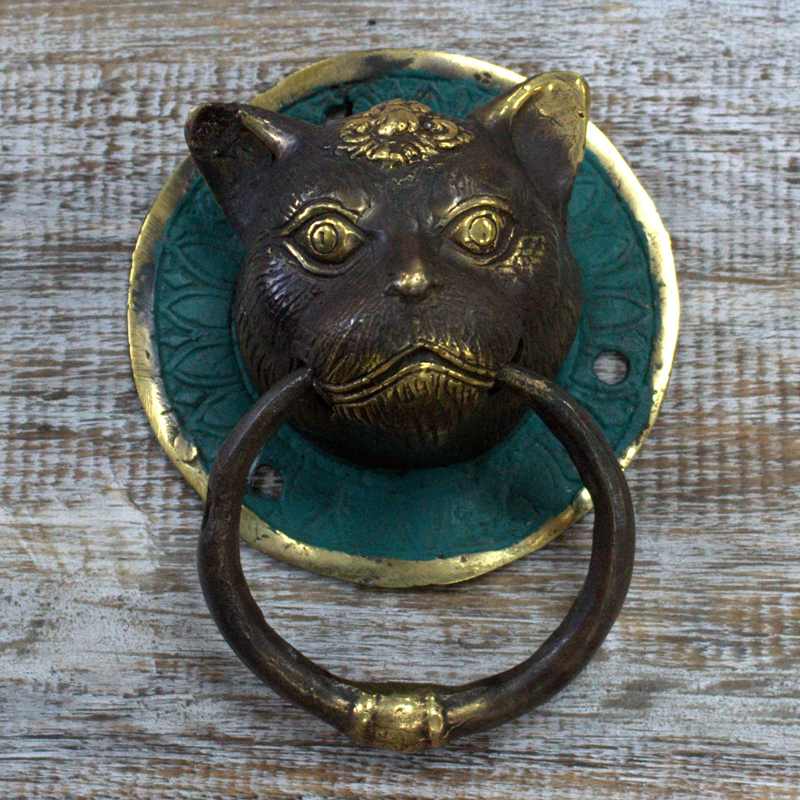 Brass Door Knocker - Cats Head