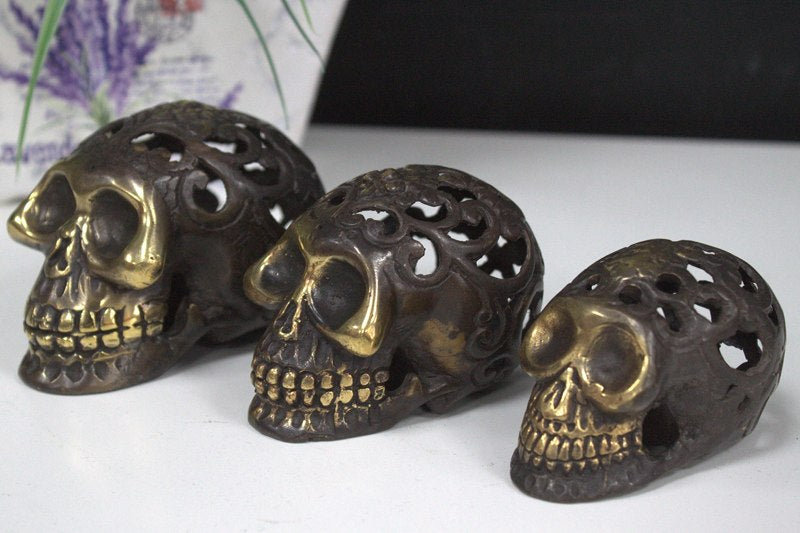 Vintage Brass Skull - Lrg