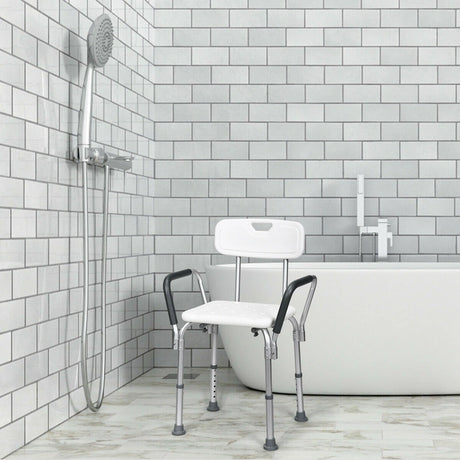 6 Adjustable Height Safety Bathtub Shower Chair with 330lbs Large Weight Capacity