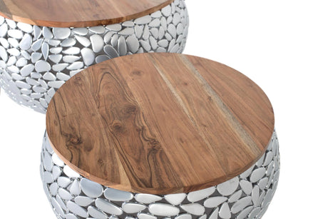 Giner and Colomer - Set Of 2 Mango Wood & Aluminum Coffee Tables