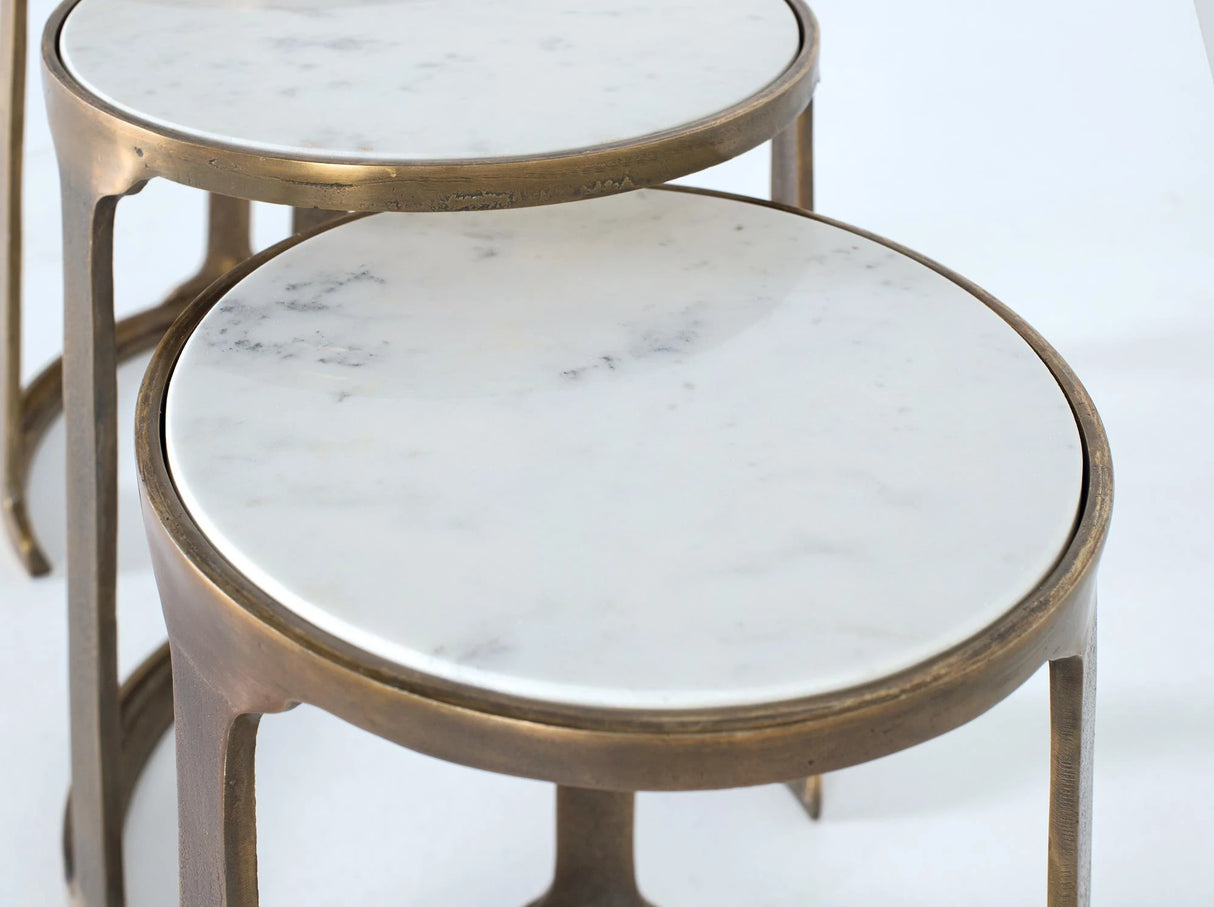 Giner and Colomer - Set Of 3 Aluminum Tables With Marble Tops
