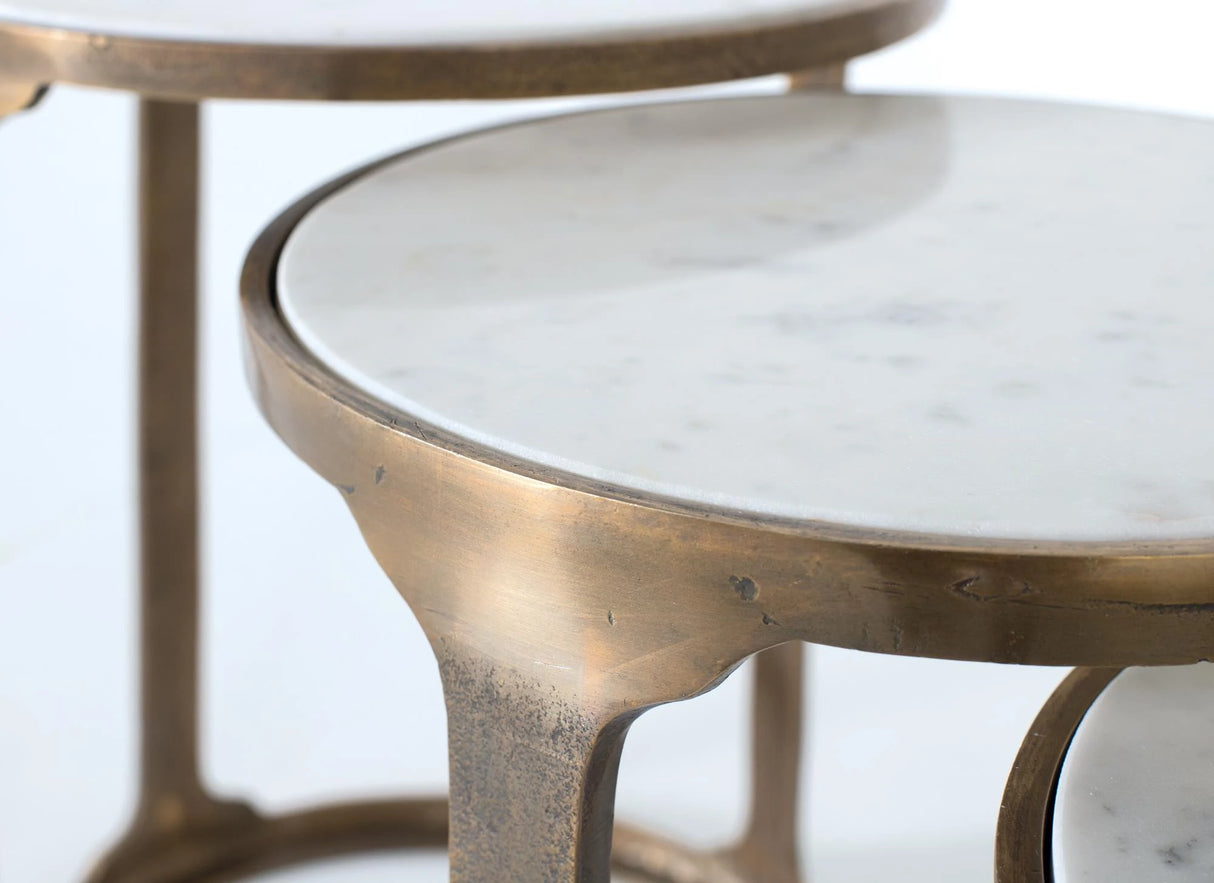 Giner and Colomer - Set Of 3 Aluminum Tables With Marble Tops