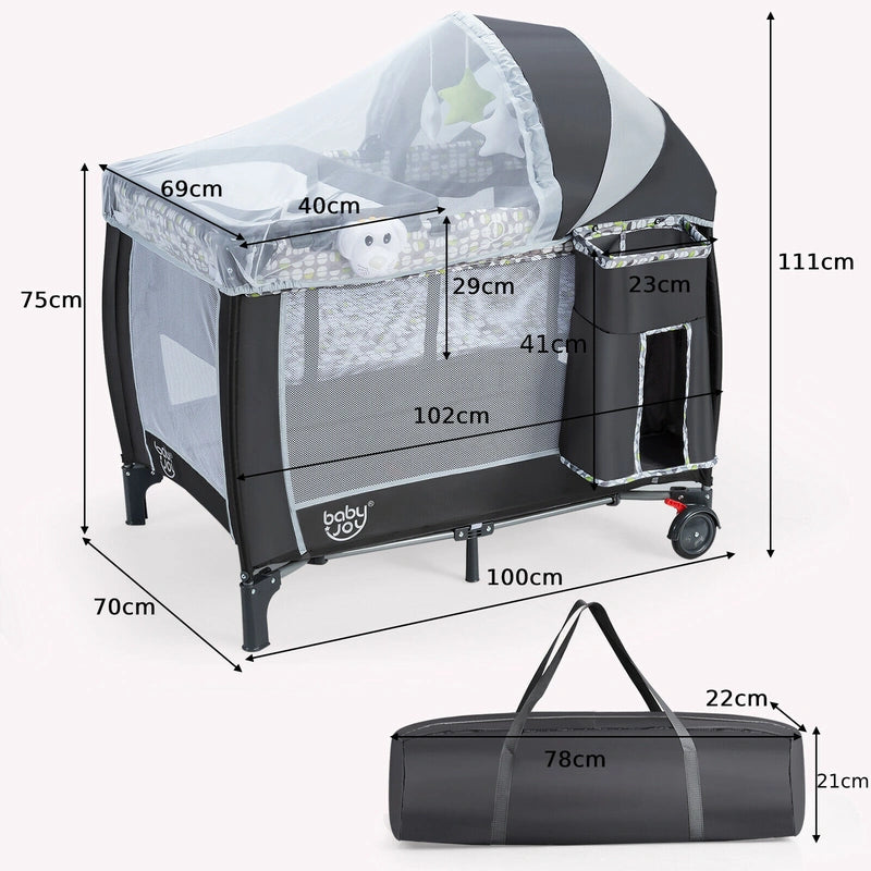 Baby Travel Cot Foldable Playpen Infant Bassinet Cot Bed