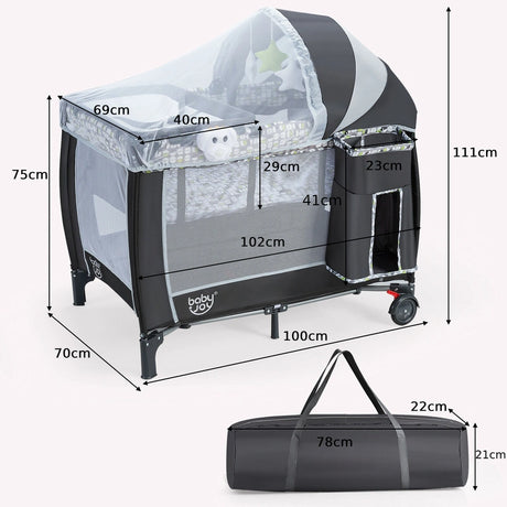 Baby Travel Cot Foldable Playpen Infant Bassinet Cot Bed