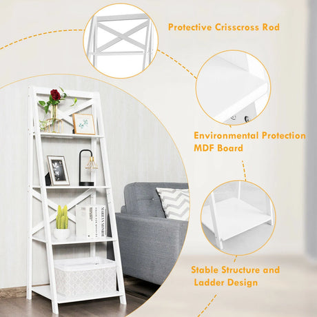 Modern 4-Tier Ladder with Storage Shelf for Home and Office