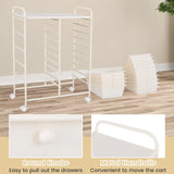 15-Drawer Utility Rolling Organizer Cart Multi-Use Storage-White