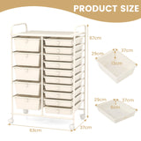 15-Drawer Utility Rolling Organizer Cart Multi-Use Storage-White