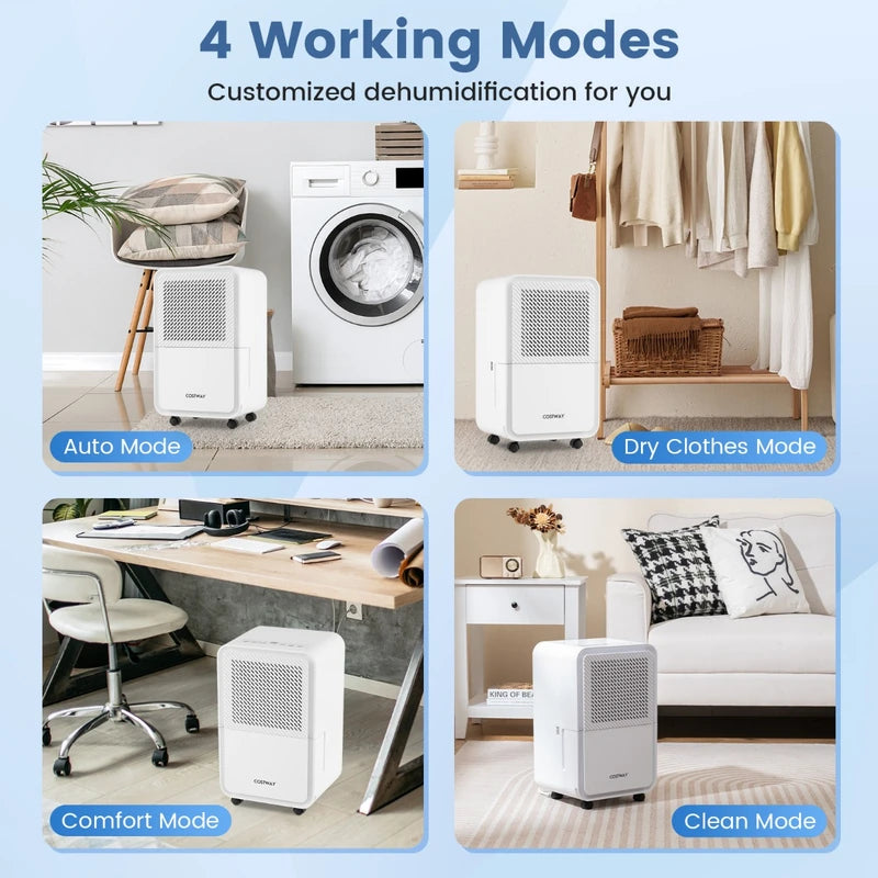 15 L Dehumidifier for Home with 4 Modes and 24H Timer-White
