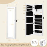 120cm Full Length Lockable Mirror Jewelry Cabinet with 15 LEDs-White