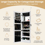 120cm Full Length Lockable Mirror Jewelry Cabinet with 15 LEDs-White