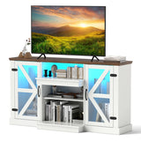 59 Inches Media Console Table with 3-Level Shelves and 22 Dynamic Modes-White