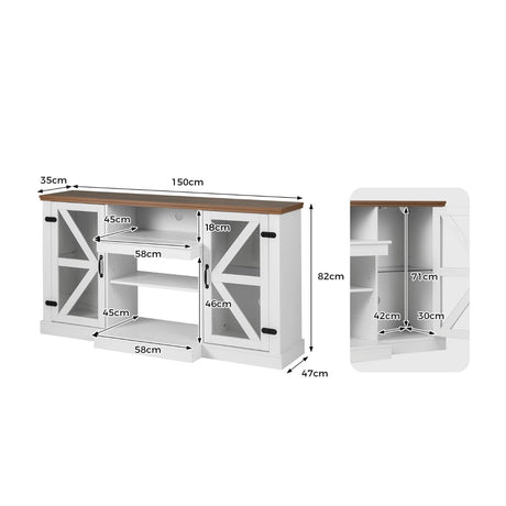 59 Inches Media Console Table with 3-Level Shelves and 22 Dynamic Modes-White