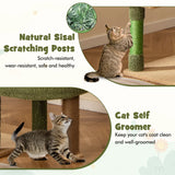 150cm Cactus Cat Tree for Indoor Cats with Sisal Scratching Posts and Board-Green