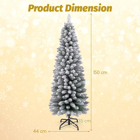 120/150/180 CM Snow Flocked Artificial Christmas Tree with 240/328/460 Branch Tips-1.5 M
