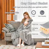 150 x 200 cm Electric Heated Blanket with 4 Heating Levels-Grey