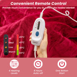 150 x 200 cm Electric Heated Blanket with 4 Heating Levels-Red